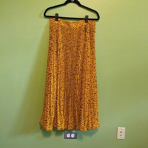 AFRM Dilan Pleated Midi Skirt In Gold Leopard